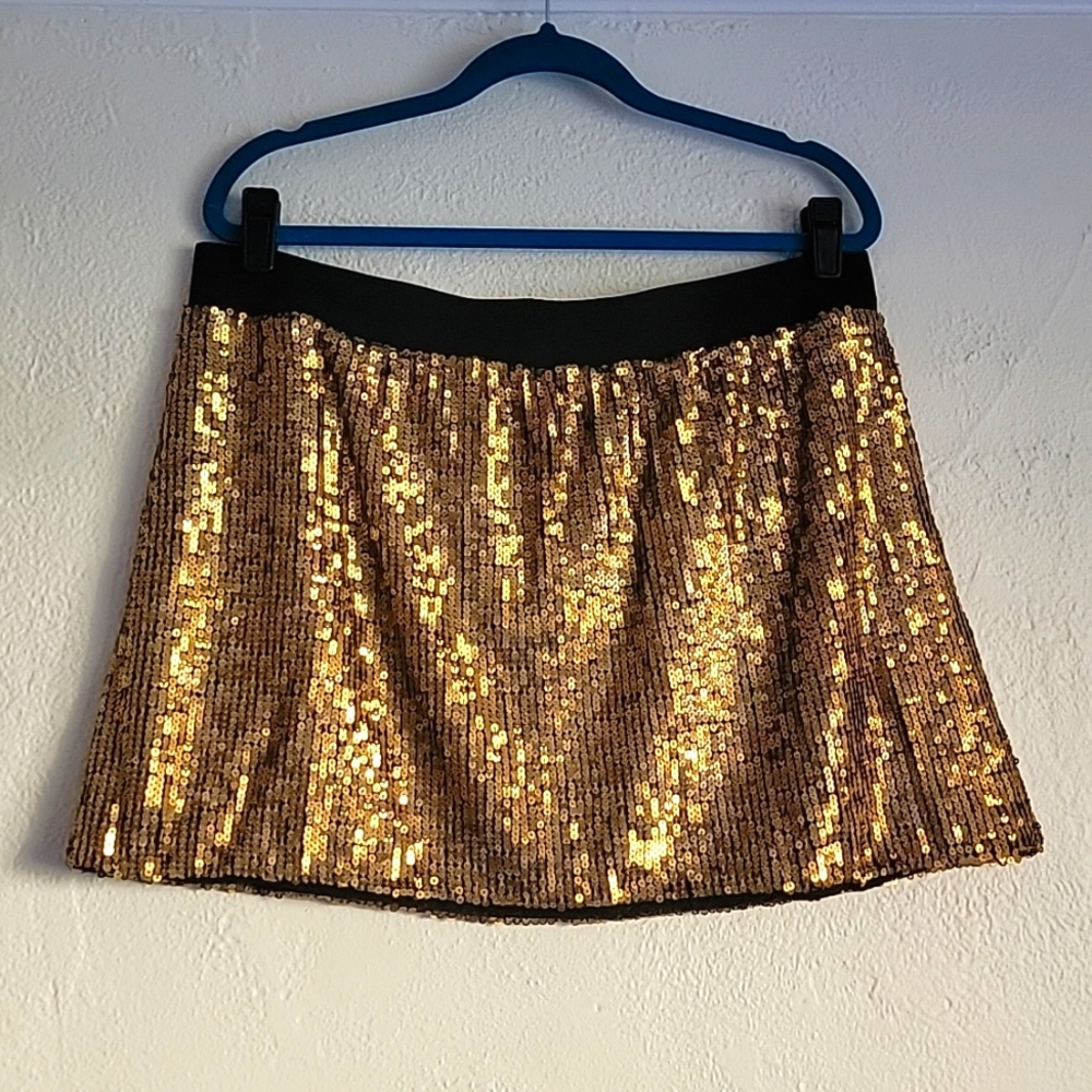 Gold Sequin Mini Skirt